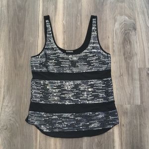 Express Black Silver Sequin Tank Top